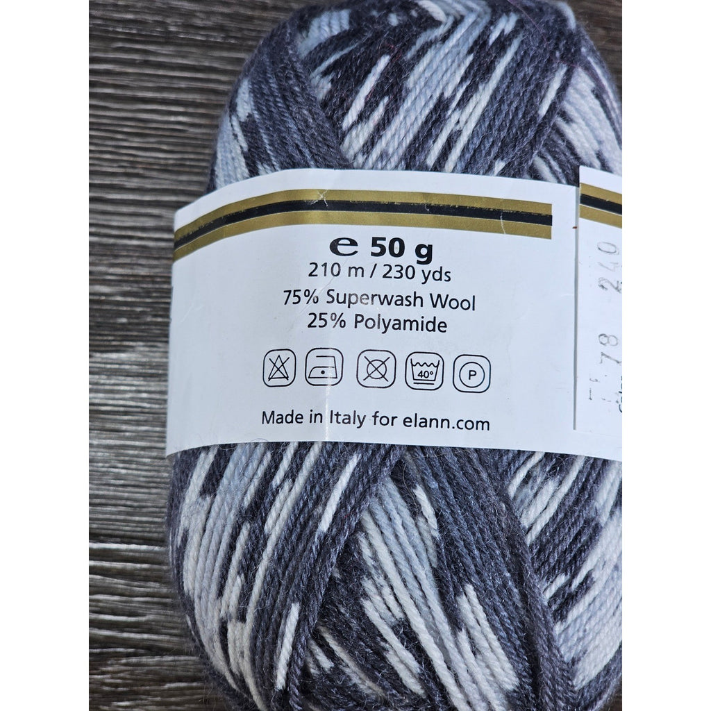 Vintage Elann Sock-It Collection Harlequin Yarn 50g Superwash Wool Italy