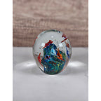 Glass Paperweight Aquatic Scene Fish Swirls Art Hand Blown