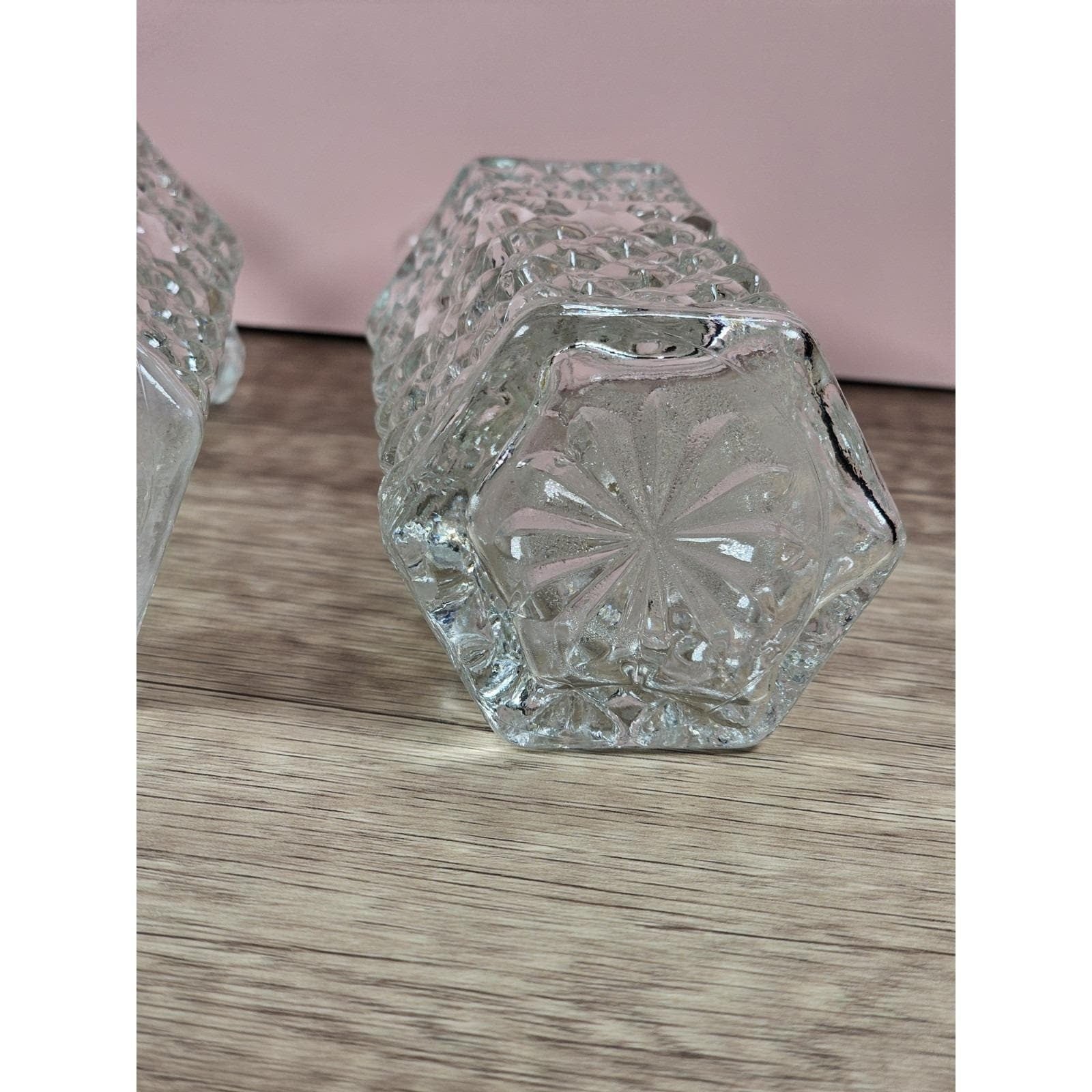 Vintage Anchor Hocking Wexford Cruet Set Cube Cut Glass 6"