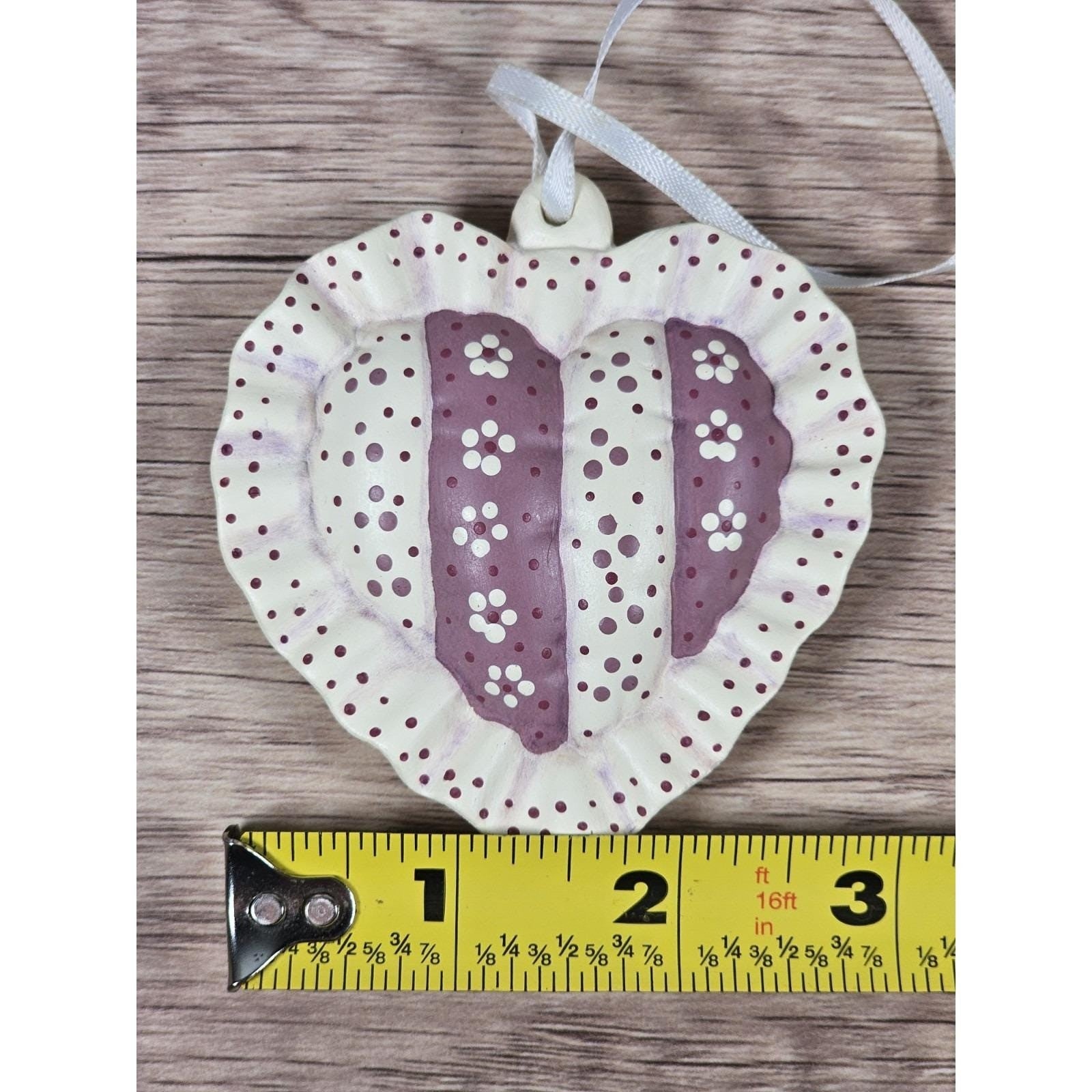 Vintage Heart Ornament Pink Floral Ceramic 1987 Christmas Decor