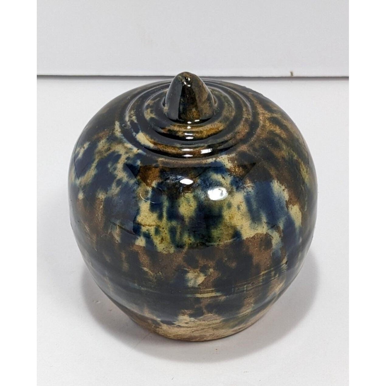 Antique Scottish Yellowware Spatter Glaze Bank 1800s Pottery