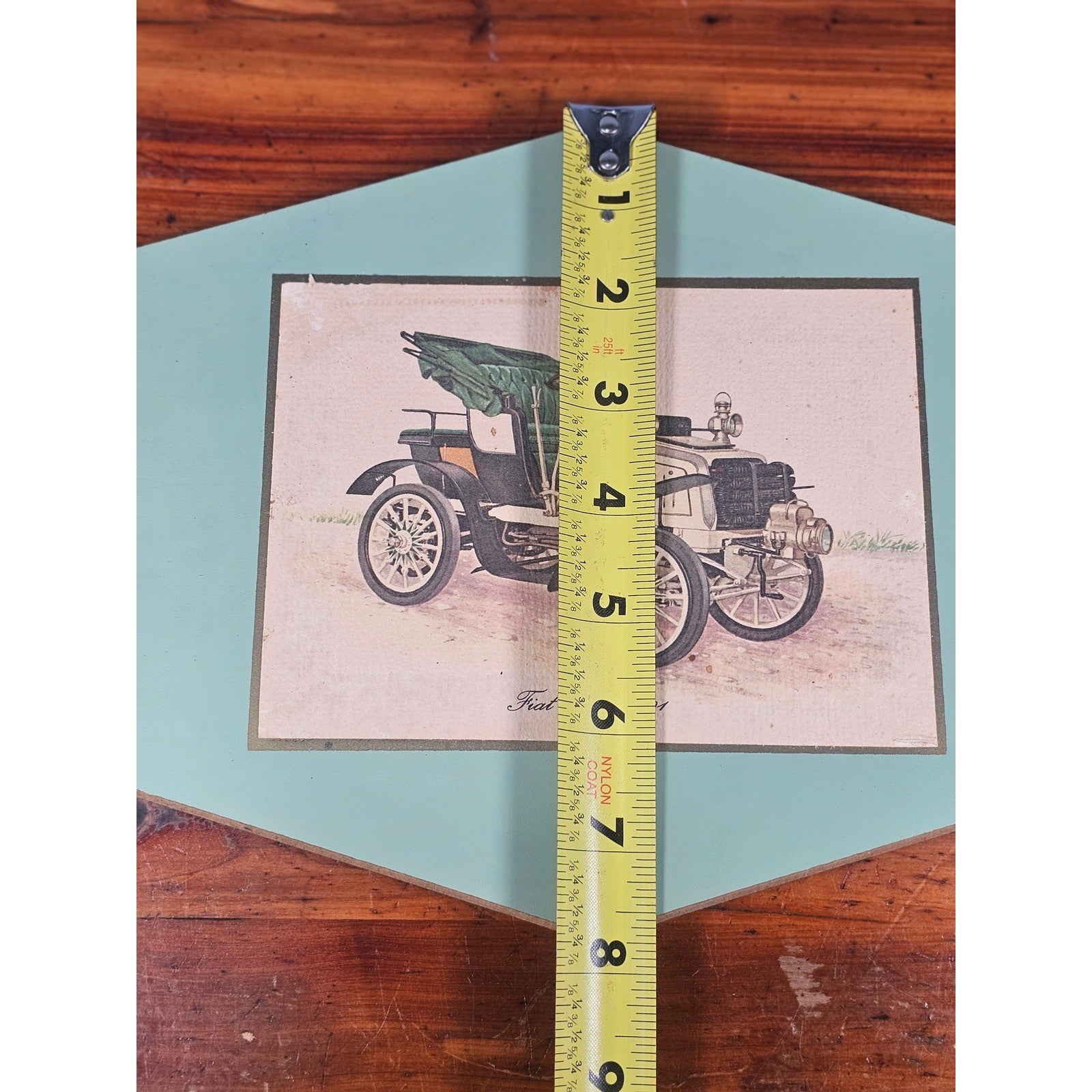 Vintage Fiat 8 HP 1901 Car Plaque | Early Automobile Art | 11.5 x 8