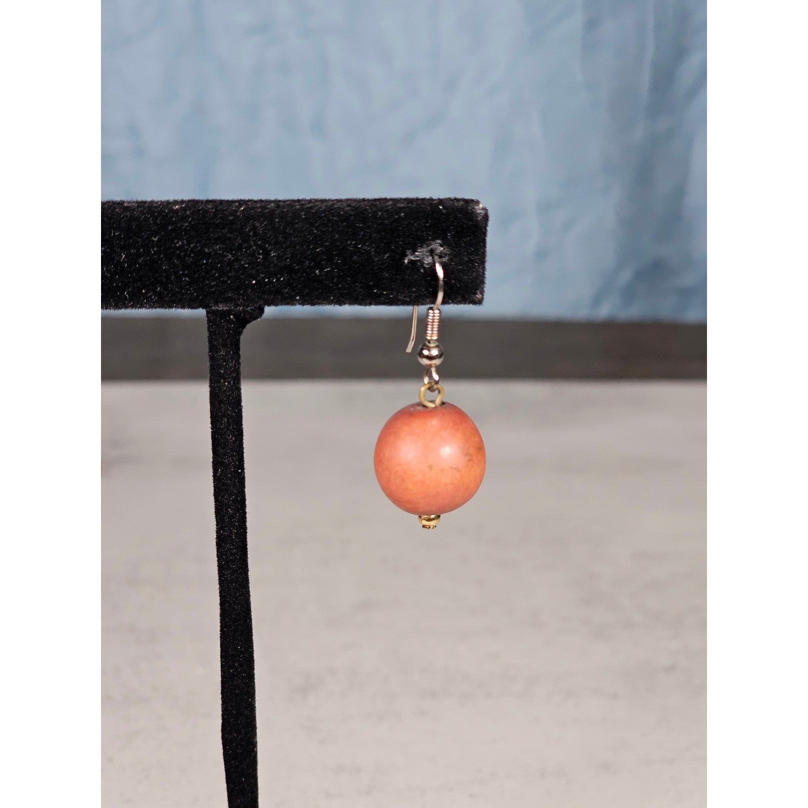 Vintage Coral-Tone Bead Drop Earrings | Simple Dangle Earrings