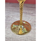Vintage Gold Enameled Wine Glass Twisted Stem 8.75" Hand Painted