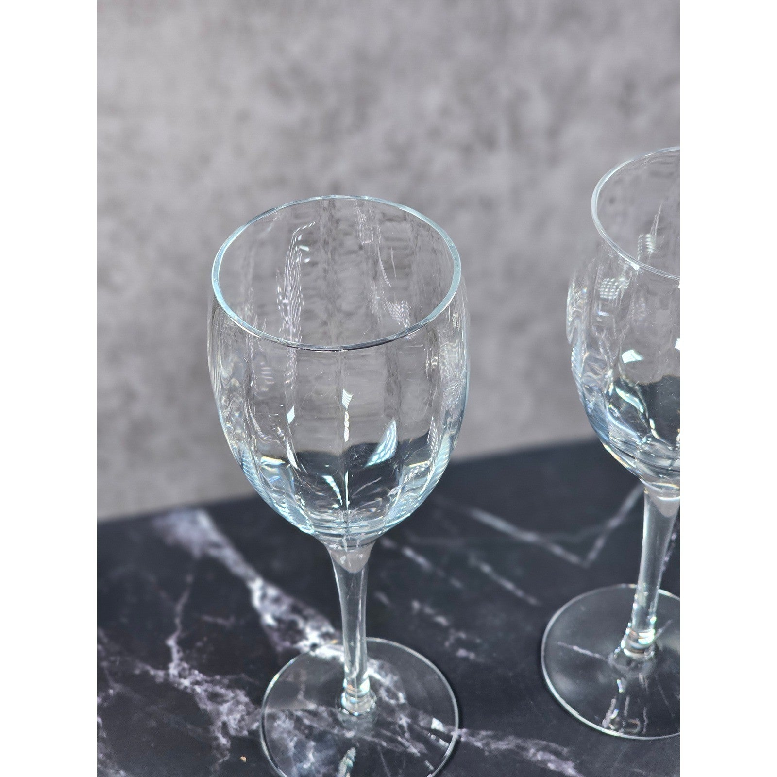Vintage Crystal Fantasy Ribbed Water Goblets Set of 2 Glasses 7.5