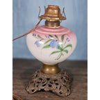 Vintage Hand-Painted Milk Glass Table Lamp | Pink Floral | Project Piece