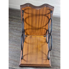 Vintage Countertop Wine Bottle Rack | Wood & Black Metal | Holds 3 Bottles