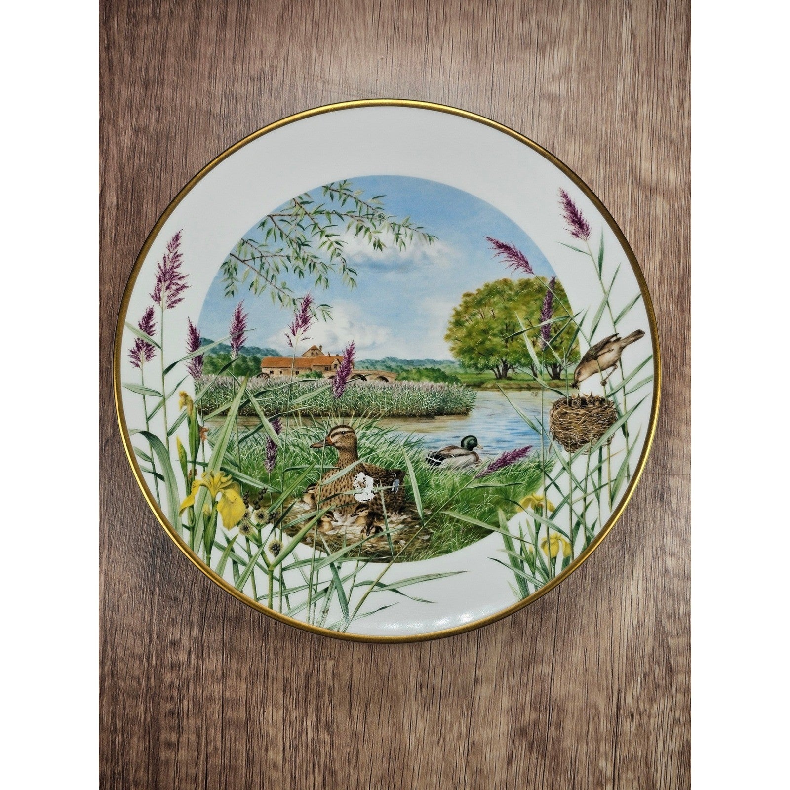 Vintage Franklin Porcelain July Beside the River Plate by Peter Barrett 9 Inch