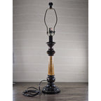 Vintage Wood Table Lamp 30" Tall Black Gold Distressed Base