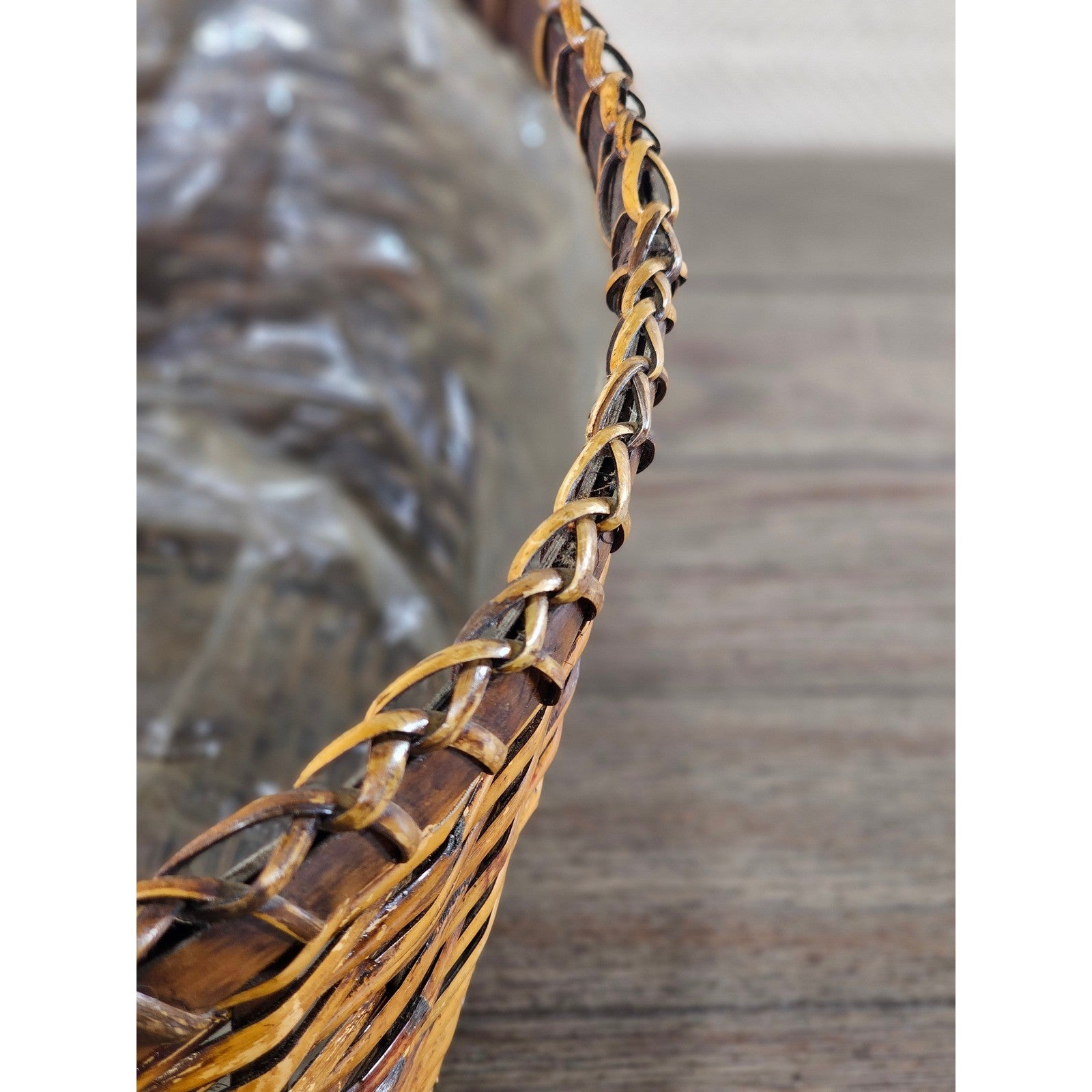 Vintage Woven Basket with Plastic Liner – Rustic Storage or Planter Basket