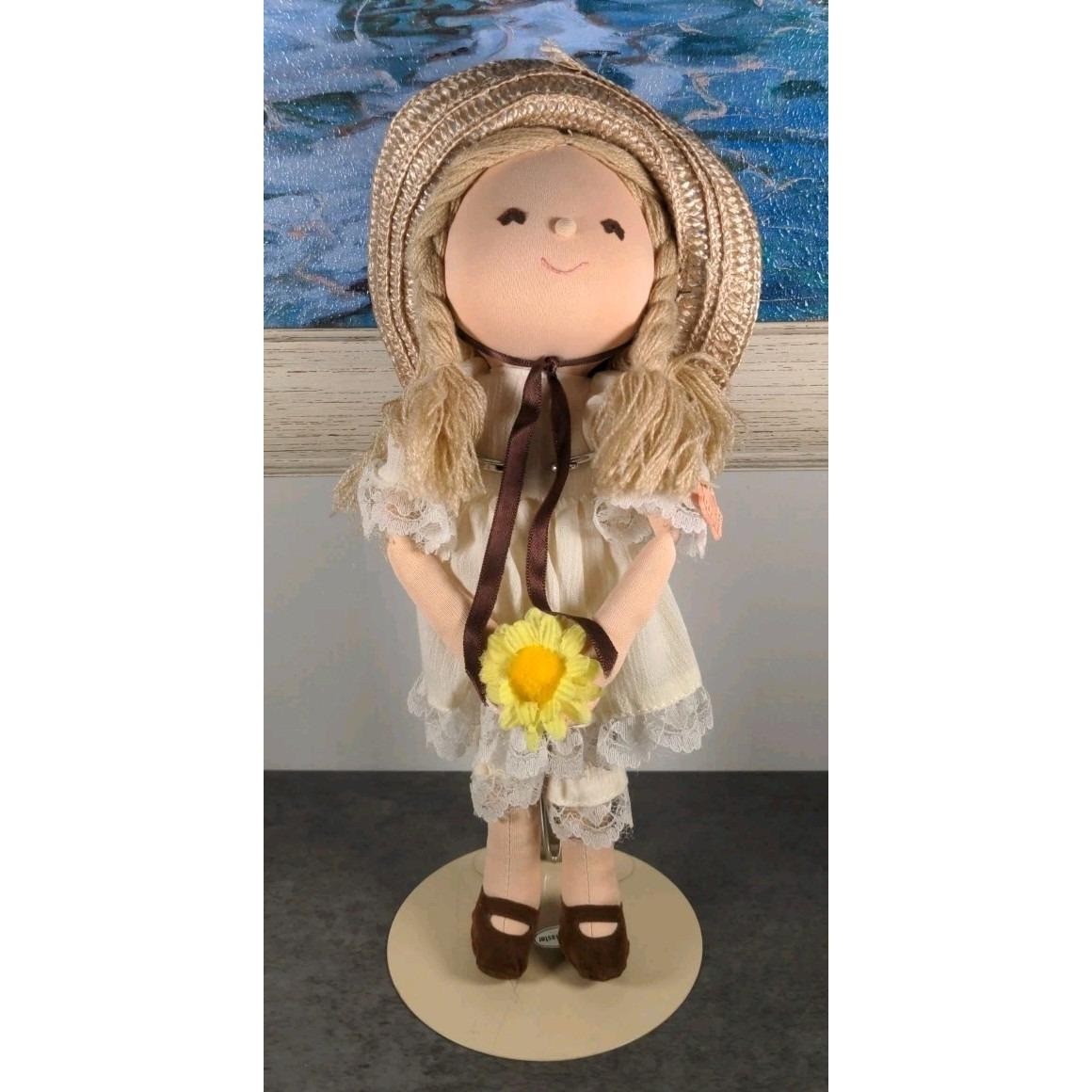 Vintage Applause Tessie Pepite Cloth Doll 1984 Straw Hat