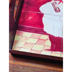 Vintage Tile Art Chef Serving Tray Wine Theme Wooden Handles