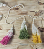 Yarn Tassel Garland Yellow Pink Green 32"