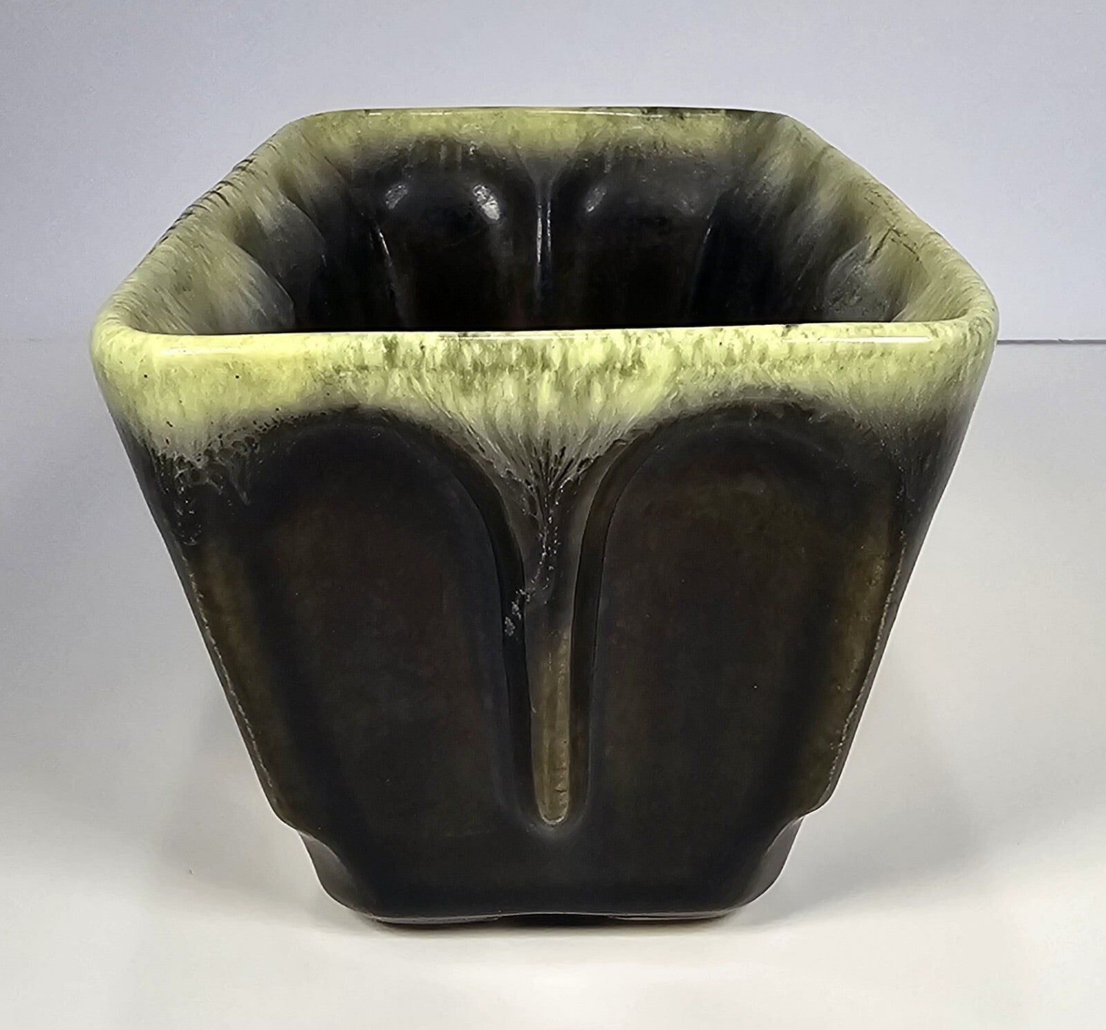 Vintage Hull USA Brown Drip Glaze Rectangular Planter F12 Mid-Century Pottery