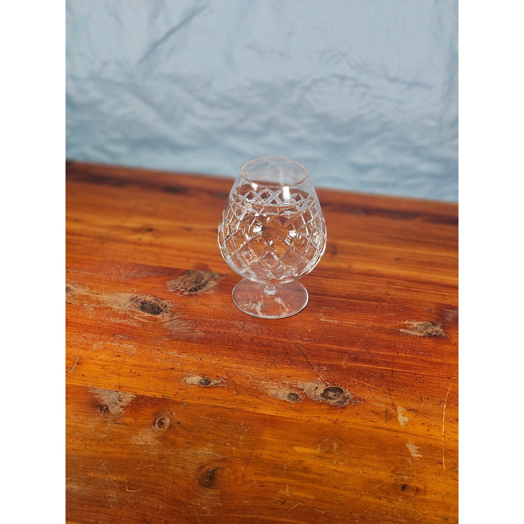 Vintage Crystal Brandy Snifter Diamond Cut Cognac Glass Stemmed