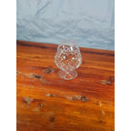 Vintage Crystal Brandy Snifter Diamond Cut Cognac Glass Stemmed