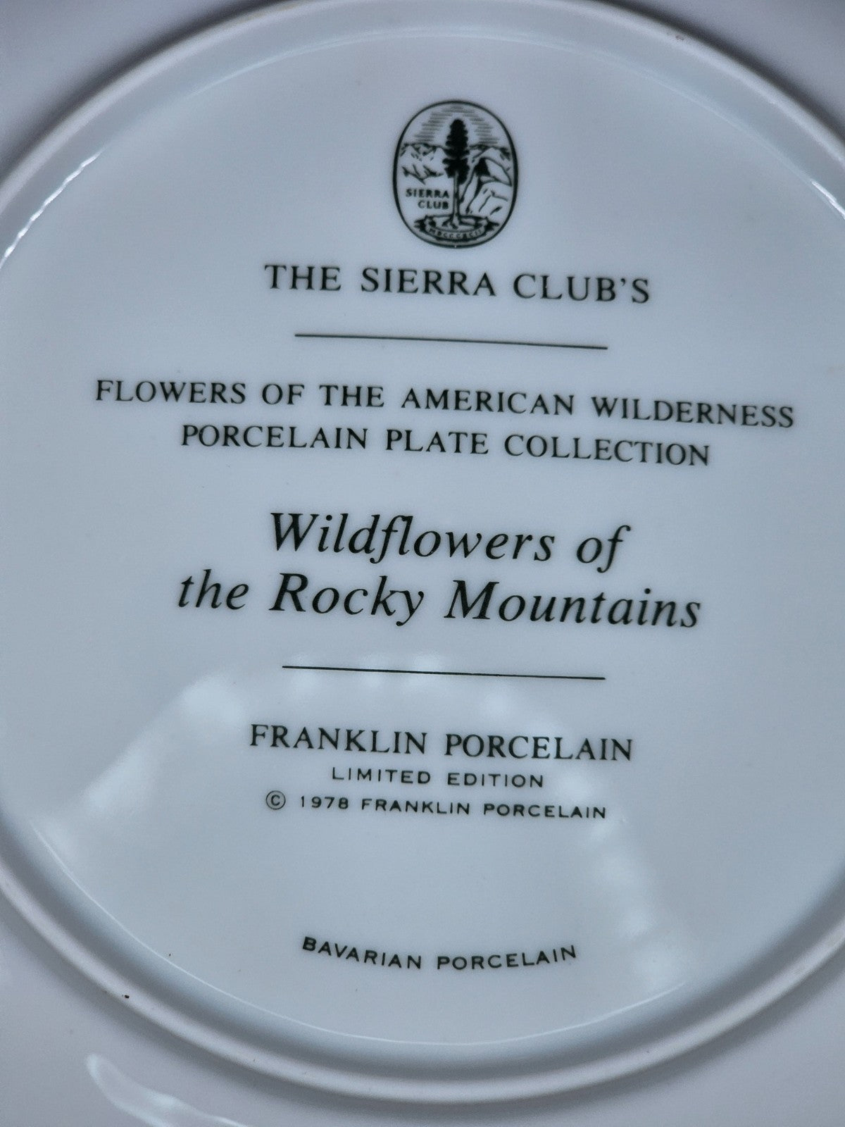 Franklin Mint Sierra Club Wildflowers of the Rocky Mountains Plate 1978