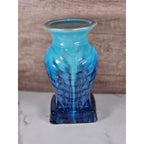 Blue Drip Glaze Ceramic Vase | Textured Aqua Cobalt Art Pottery Decor