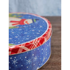 Vintage Snowman Gingerbread Christmas Tin Cookie Storage Box