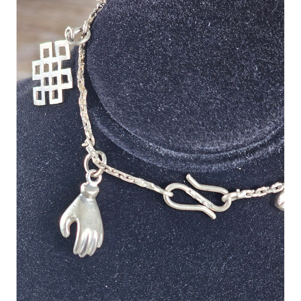 Vintage Silver Charm Bracelet Dolphin Clover Nautical Theme