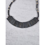 Vintage Tribal Carved Wood Spiral Necklace Statement Collar Black