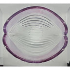 Vintage Ribbed Glass Bowl Purple Satin Edge Serving Dish