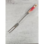 Vintage BBQ Carving Fork Wood Handle Red Paint Rustic 13 Inch
