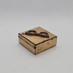Vintage Metal Brass Pill Box  Glasses Raised Deco Square