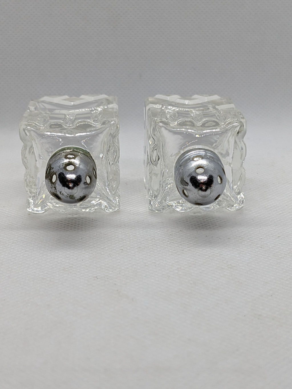 Vintage Cut Glass Salt and Pepper Shakers 2 1/2 Inches Tall