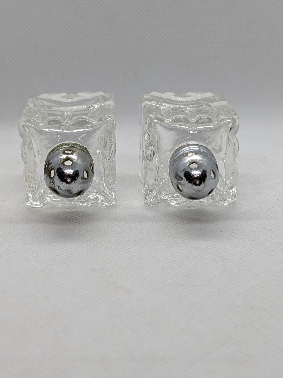 Vintage Cut Glass Salt and Pepper Shakers 2 1/2 Inches Tall