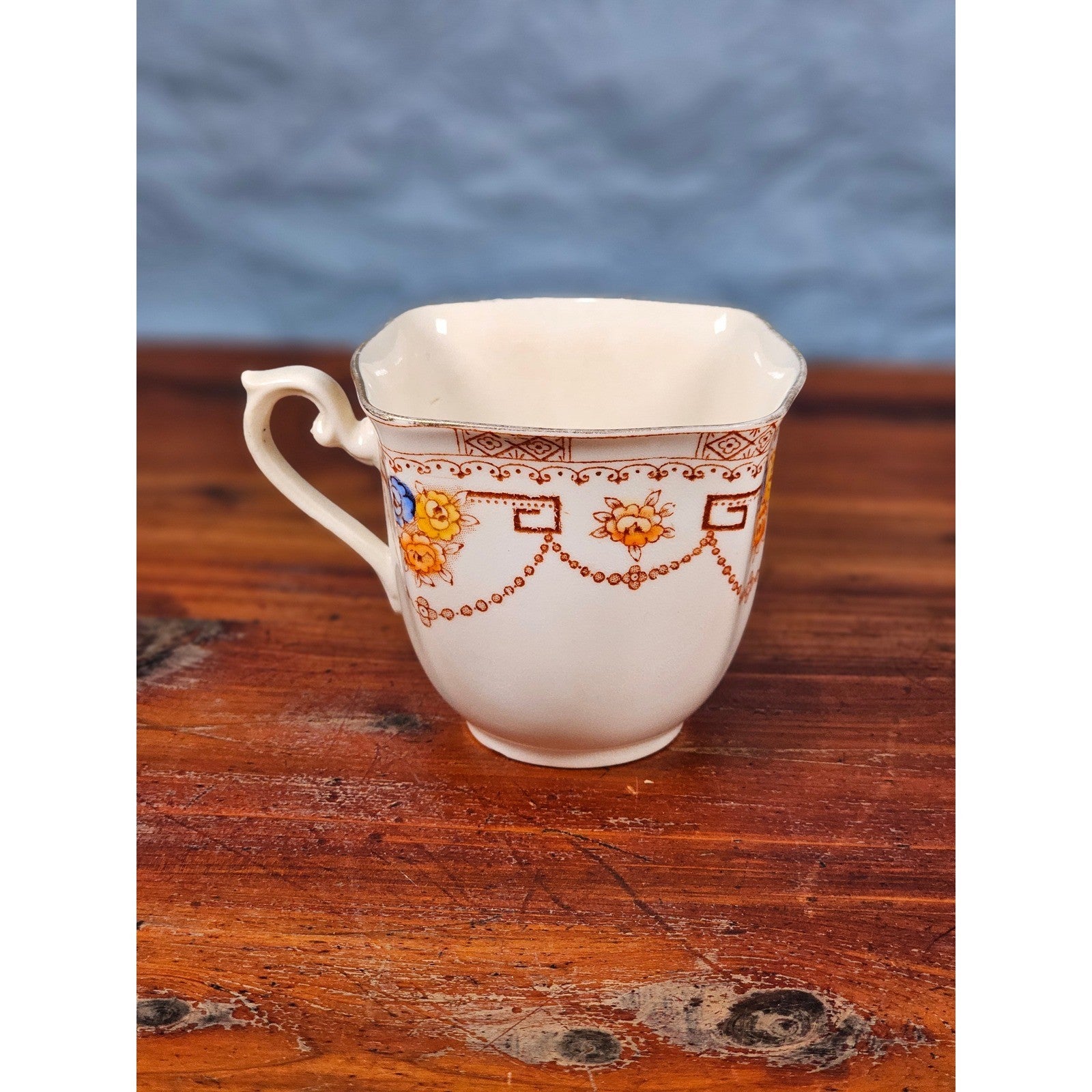 Vintage English Porcelain Teacup Floral Gold Trim Made in England