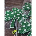 Set of 4 Green Polka Dot Clover Sprays 19" Glitter St Patrick Picks
