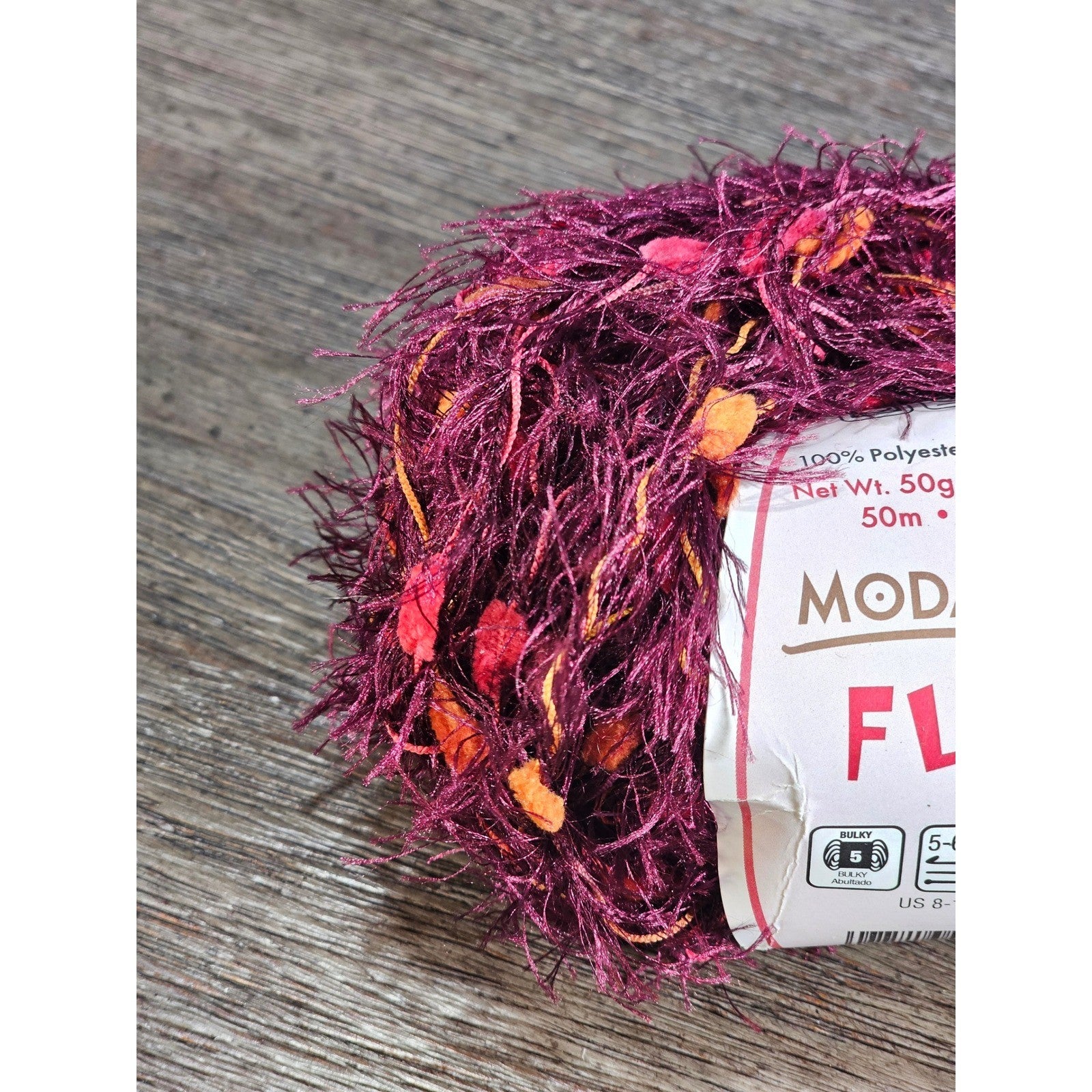 Vintage Moda Fil Claret Eyelash Yarn Textured Novelty Skein 50g