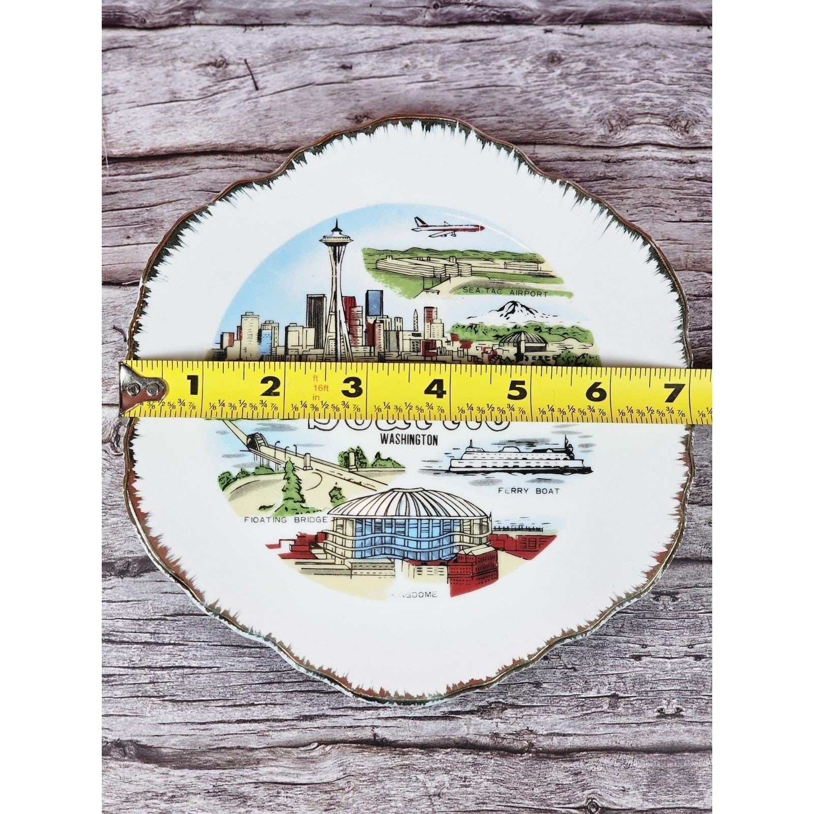 Vintage Seattle Souvenir Plate Space Needle Kingdome Gold Trim 7 Inch