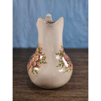Vintage Belk Floral Ceramic Pitcher Rose Urn Design Cream Vase Handle