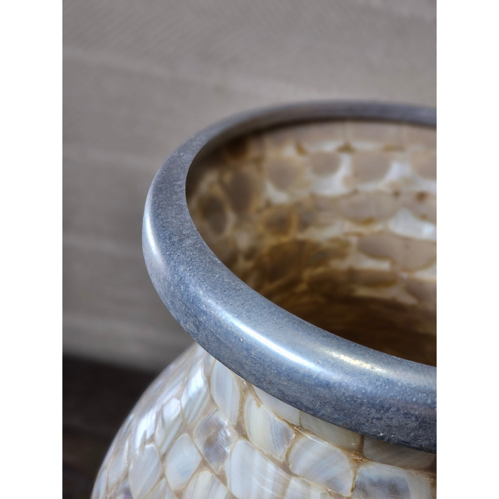 Towle Vintage Capiz Shell Table Lamp 16" Coastal Silver Accent