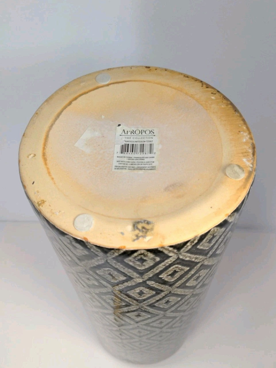 15½″ Black & White Diamond Pattern Glass Vase – Tall Statement Piece