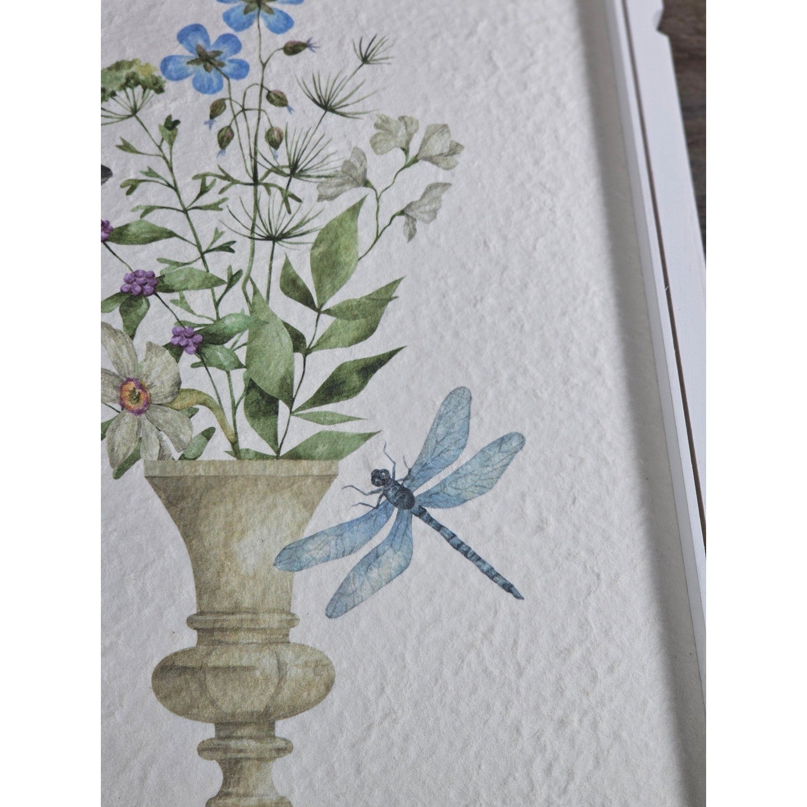 Textured Botanical Print Framed Wall or Tabletop Floral Decor