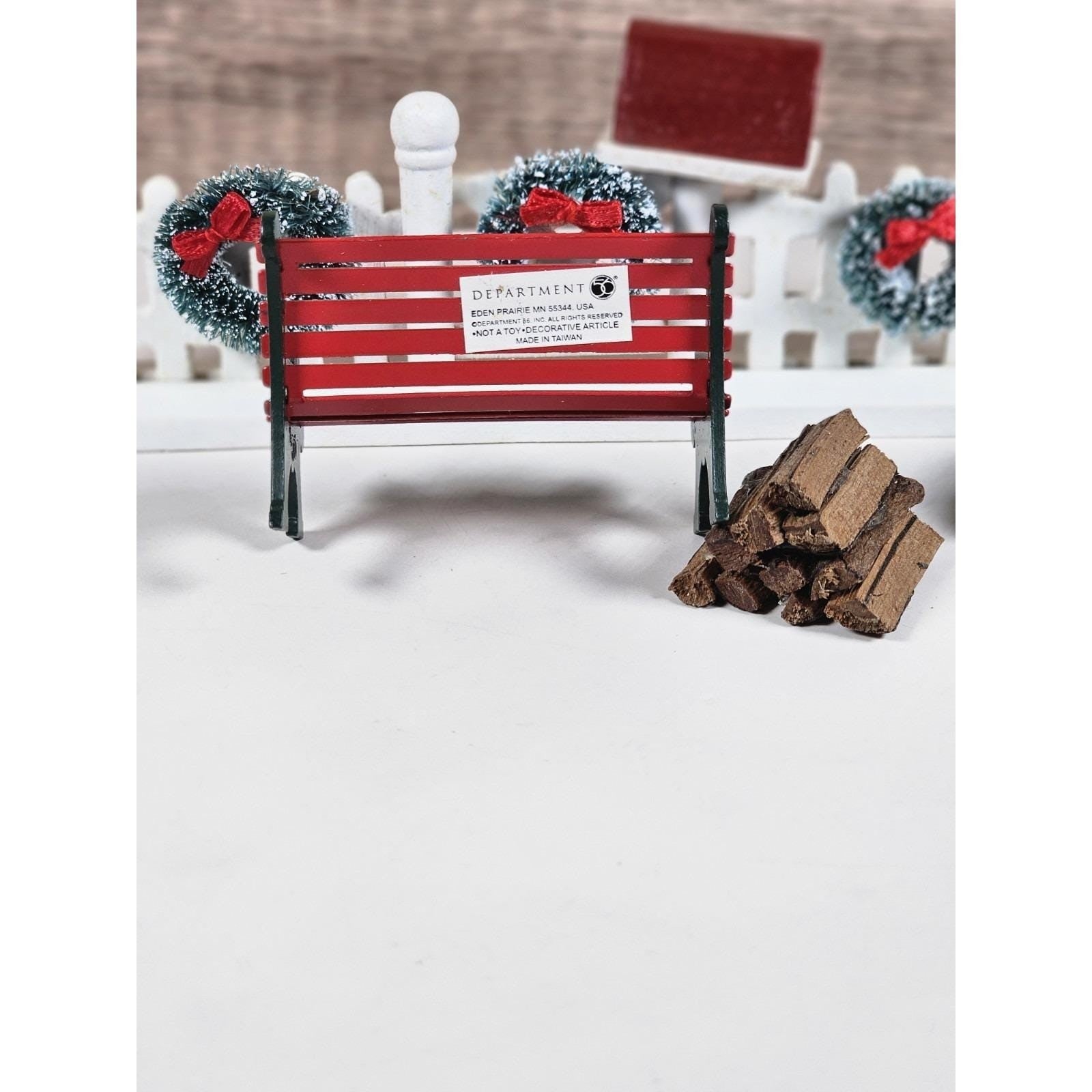 Vintage Lemax Christmas Village Accessories Fence Bench Firewood Set