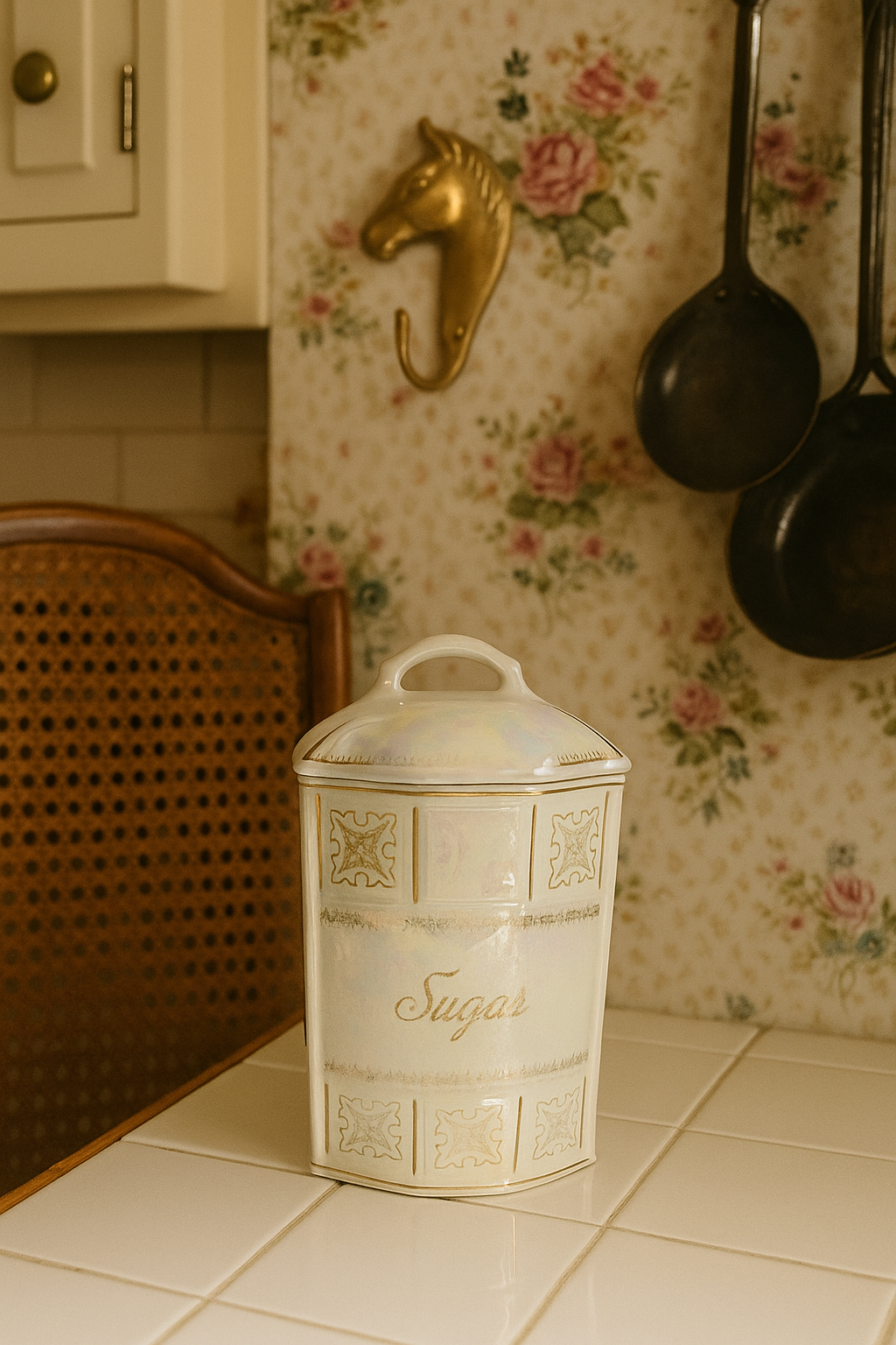 Vintage Czech Iridescent Porcelain Sugar Jar | Victoria Czecho Slovakia