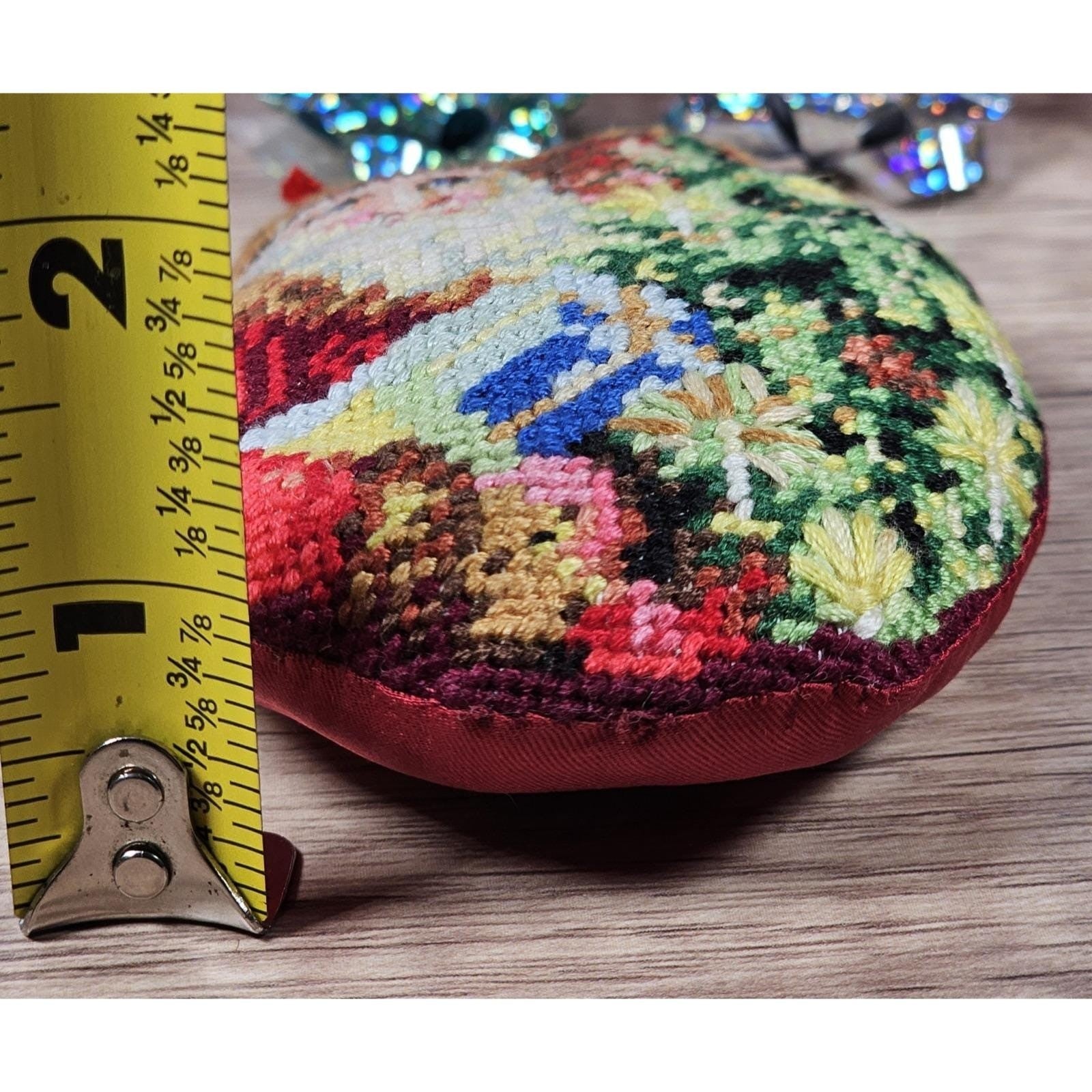 Vintage Embroidered Santa Claus Christmas Ornament 4 Inch Fabric