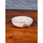Vintage Floral Porcelain Dipping Bowl with Gold Rim – Small Trinket Dish