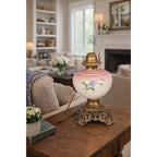 Vintage Hand-Painted Milk Glass Table Lamp | Pink Floral | Project Piece