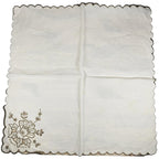 Vintage 1940s Linen Napkin Floral Cutwork Embroidery 16" Square