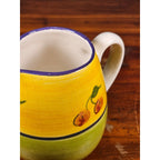 Vintage Ceramic Small Cherry Pitcher Yellow Green Hand Painted Country Kitchen