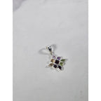 Vintage Sterling Silver Multi-Stone Gemstone Pendant, 925 Floral Design No Chain