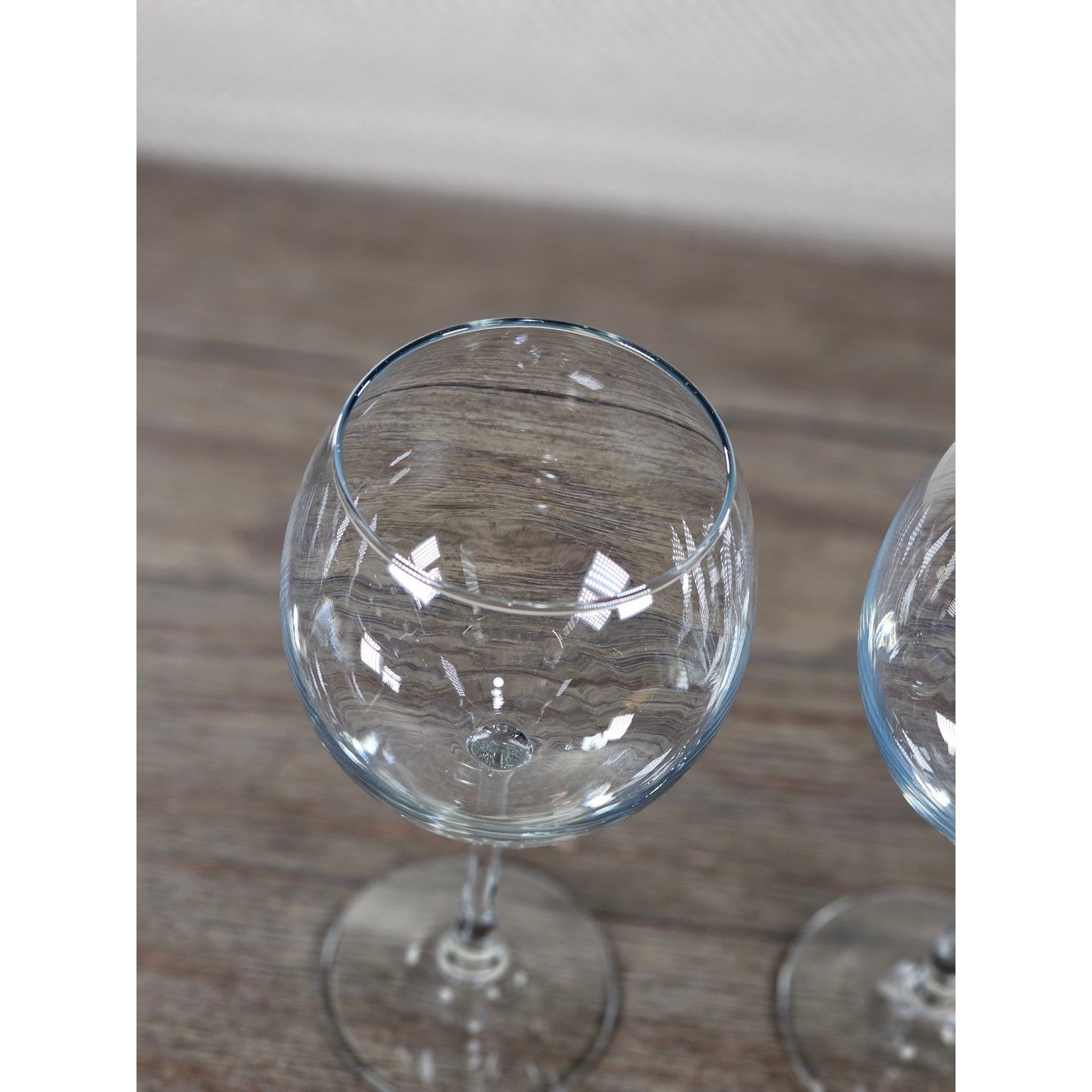 Vintage Clear Bowl Wine Glasses Set of 2 Stemware 8.5" Tall