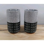 Japanese Yunomi Tea Cups Fish Design Crackle Glaze Set of 2