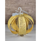 Yellow Metal Pumpkin Lantern with Leaf Cutouts | Fall Decor | Candle Holder