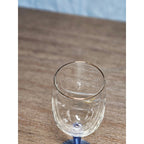 Vintage Blue Stem Wine Glass Clear Etched Bowl 8 Inch Goblet